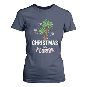 Christmas In Florida T Shirt For Women Deck The Palm Trees Xmas Matching Family Vacation TS02 Navy Print Your Wear