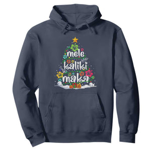 Tropical Hawaiian Christmas Hoodie Mele Kalikimaka Palm Tree Xmas in Hawaii TS02 Navy Print Your Wear