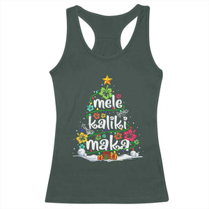 Tropical Hawaiian Christmas Racerback Tank Top Mele Kalikimaka Palm Tree Xmas in Hawaii TS02 Dark Forest Green Print Your Wear