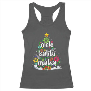 Tropical Hawaiian Christmas Racerback Tank Top Mele Kalikimaka Palm Tree Xmas in Hawaii TS02 Dark Heather Print Your Wear