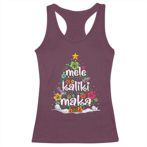 Tropical Hawaiian Christmas Racerback Tank Top Mele Kalikimaka Palm Tree Xmas in Hawaii TS02 Maroon Print Your Wear