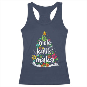 Tropical Hawaiian Christmas Racerback Tank Top Mele Kalikimaka Palm Tree Xmas in Hawaii TS02 Navy Print Your Wear