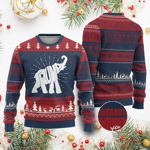 Trump 2024 Republican Elephant Ugly Christmas Sweater US 47th President TS02 Burgundy Print Your Wear