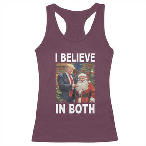 Funny Christmas Trump And Santa Racerback Tank Top I Believe In Both TS02 Maroon Print Your Wear