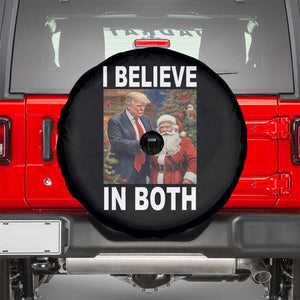 Funny Christmas Trump And Santa Spare Tire Cover I Believe In Both TS02 Black Print Your Wear