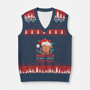 Xmas Trump V-Neck Knit Sweater Vest It's Beginning To Look A Lot Like I Told You So Funny Xmas TS02 Navy Red Print Your Wear