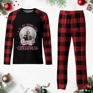 Christmas Trump Plaid Pajama Set I'll Be Home For Xmas Retro Vintage Pink Coquette Bow TS02 Buffalo Plaid Print Your Wear
