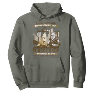 Vintage Thanksgiving Turkey Drop Hoodie Funny 1978 Helicopter Scene Classic TV Moment TS02 Military Green Print Your Wear