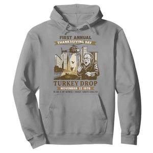 Vintage Thanksgiving Turkey Drop Hoodie Funny 1978 Helicopter Scene Classic TV Moment TS02 Sport Gray Print Your Wear