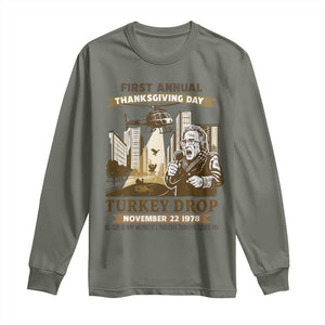 Vintage Thanksgiving Turkey Drop Long Sleeve Shirt Funny 1978 Helicopter Scene Classic TV Moment TS02 Military Green Print Your Wear