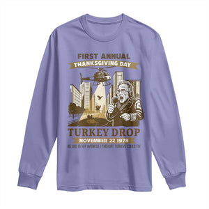 Vintage Thanksgiving Turkey Drop Long Sleeve Shirt Funny 1978 Helicopter Scene Classic TV Moment TS02 Violet Print Your Wear