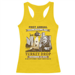 Vintage Thanksgiving Turkey Drop Racerback Tank Top Funny 1978 Helicopter Scene Classic TV Moment TS02 Daisy Print Your Wear