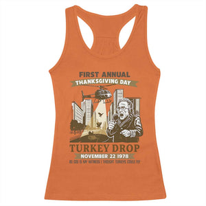 Vintage Thanksgiving Turkey Drop Racerback Tank Top Funny 1978 Helicopter Scene Classic TV Moment TS02 Orange Print Your Wear