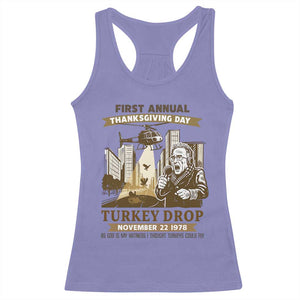 Vintage Thanksgiving Turkey Drop Racerback Tank Top Funny 1978 Helicopter Scene Classic TV Moment TS02 Violet Print Your Wear