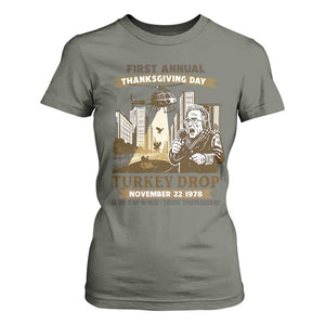Vintage Thanksgiving Turkey Drop T Shirt For Women Funny 1978 Helicopter Scene Classic TV Moment TS02 Military Green Print Your Wear