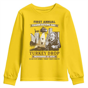 Vintage Thanksgiving Turkey Drop Youth Sweatshirt Funny 1978 Helicopter Scene Classic TV Moment TS02 Daisy Print Your Wear
