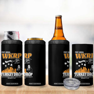 WKRP Turkey Drop with Les Nessman 4 in 1 Can Cooler Tumbler Retro Thanksgiving Humor for Classic TV Fans TS02 Print Your Wear