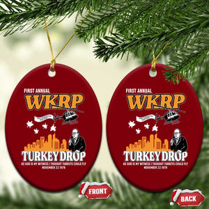 WKRP Turkey Drop with Les Nessman Ceramic Ornament Retro Thanksgiving Humor for Classic TV Fans TS02 Print Your Wear
