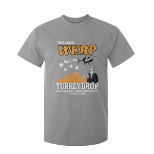 WKRP Turkey Drop with Les Nessman T Shirt For Kid Retro Thanksgiving Humor for Classic TV Fans TS02 Sport Gray Print Your Wear