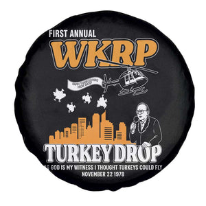 WKRP Turkey Drop with Les Nessman Spare Tire Cover Retro Thanksgiving Humor for Classic TV Fans TS02 Print Your Wear