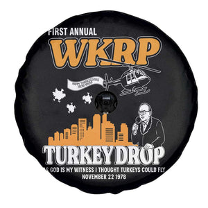 WKRP Turkey Drop with Les Nessman Spare Tire Cover Retro Thanksgiving Humor for Classic TV Fans TS02 Print Your Wear