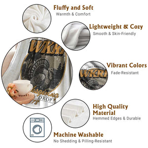 Retro WKRP Thanksgiving Turkey Drop 1978 Throw Blanket Distressed Vintage Holiday TS02 Print Your Wear