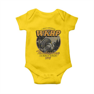 Retro WKRP Thanksgiving Turkey Drop 1978 Baby Onesie Distressed Vintage Holiday TS02 Daisy Print Your Wear