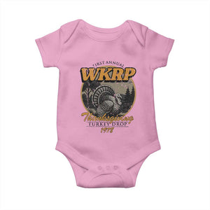 Retro WKRP Thanksgiving Turkey Drop 1978 Baby Onesie Distressed Vintage Holiday TS02 Light Pink Print Your Wear