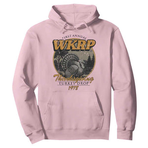 Retro WKRP Thanksgiving Turkey Drop 1978 Hoodie Distressed Vintage Holiday TS02 Light Pink Print Your Wear