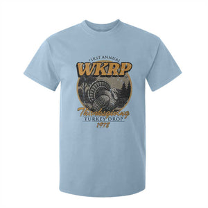 Retro WKRP Thanksgiving Turkey Drop 1978 T Shirt For Kid Distressed Vintage Holiday TS02 Light Blue Print Your Wear
