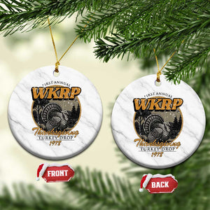 Retro WKRP Thanksgiving Turkey Drop 1978 Ceramic Ornament Distressed Vintage Holiday TS02 1pc White Marble Print Your Wear