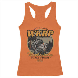 Retro WKRP Thanksgiving Turkey Drop 1978 Racerback Tank Top Distressed Vintage Holiday TS02 Orange Print Your Wear