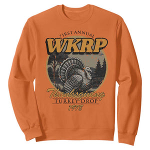 Retro WKRP Thanksgiving Turkey Drop 1978 Sweatshirt Distressed Vintage Holiday TS02 Orange Print Your Wear