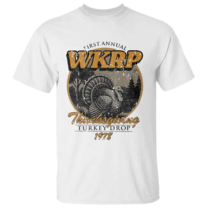 Retro WKRP Thanksgiving Turkey Drop 1978 T Shirt Distressed Vintage Holiday TS02 White Print Your Wear