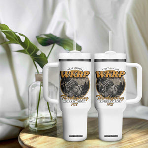 Retro WKRP Thanksgiving Turkey Drop 1978 Tumbler With Handle Distressed Vintage Holiday TS02 Print Your Wear