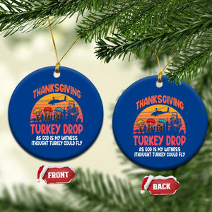 Retro Thanksgiving Turkey Drop Ceramic Ornament Parachuting Turkeys Funny 70s Parody TS02 1pc Blue Print Your Wear