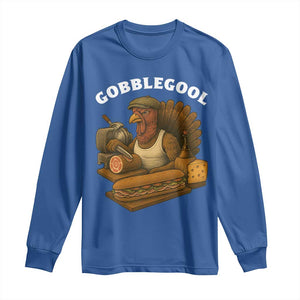 Gobblegool Funny Thanksgiving Long Sleeve Shirt Italian Turkey Deli Humor Sub Sandwich TS02 Royal Blue Print Your Wear