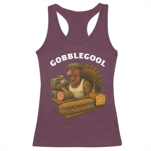 Gobblegool Funny Thanksgiving Racerback Tank Top Italian Turkey Deli Humor Sub Sandwich TS02 Maroon Print Your Wear
