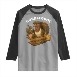 Gobblegool Funny Thanksgiving Raglan Shirt Italian Turkey Deli Humor Sub Sandwich TS02 Sport Gray Black Print Your Wear