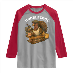 Gobblegool Funny Thanksgiving Raglan Shirt Italian Turkey Deli Humor Sub Sandwich TS02 Sport Gray Red Print Your Wear
