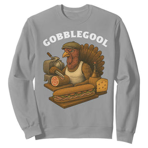 Gobblegool Funny Thanksgiving Sweatshirt Italian Turkey Deli Humor Sub Sandwich TS02 Sport Gray Print Your Wear