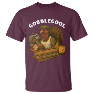 Gobblegool Funny Thanksgiving T Shirt Italian Turkey Deli Humor Sub Sandwich TS02 Maroon Print Your Wear