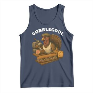 Gobblegool Funny Thanksgiving Tank Top Italian Turkey Deli Humor Sub Sandwich TS02 Navy Print Your Wear