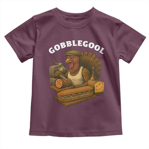 Gobblegool Funny Thanksgiving Toddler T Shirt Italian Turkey Deli Humor Sub Sandwich TS02 Maroon Print Your Wear