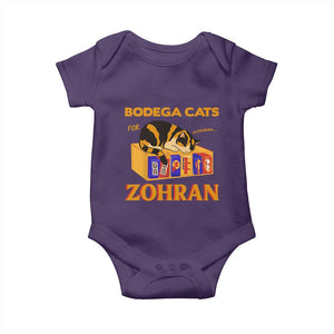Bodega Cats for Zohran Baby Onesie New York Mamdani Supporter Mayor Cute Cat TS02 Purple Print Your Wear
