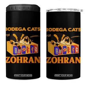 Bodega Cats for Zohran 4 in 1 Can Cooler Tumbler New York Mamdani Supporter Mayor Cute Cat TS02 One Size: 16 oz Black Print Your Wear
