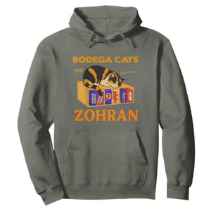 Bodega Cats for Zohran Hoodie New York Mamdani Supporter Mayor Cute Cat TS02 Military Green Print Your Wear