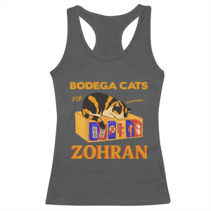 Bodega Cats for Zohran Racerback Tank Top New York Mamdani Supporter Mayor Cute Cat TS02 Dark Heather Print Your Wear