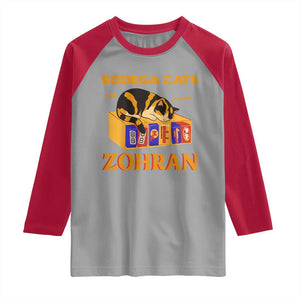 Bodega Cats for Zohran Raglan Shirt New York Mamdani Supporter Mayor Cute Cat TS02 Sport Gray Red Print Your Wear