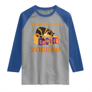 Bodega Cats for Zohran Raglan Shirt New York Mamdani Supporter Mayor Cute Cat TS02 Sport Gray Royal Print Your Wear
